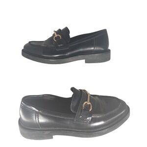 H&M Mens Black Horsebit Loafers Gold Detail Size US 9 EUR 40 1166790 Dress Shoes